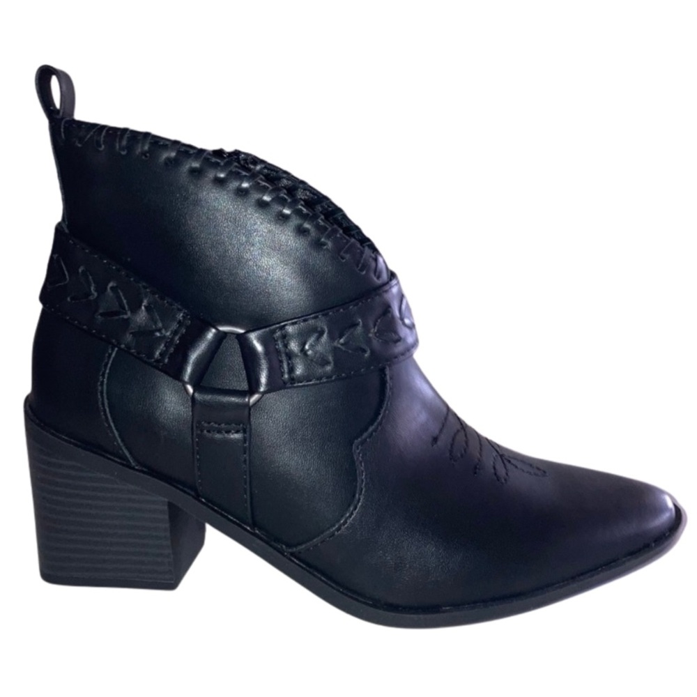 NIB Frye and Co Black Palma Boho Western Heel Booties Cowboy Designer Boots 6